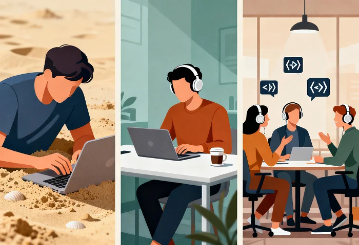 people working from different locations